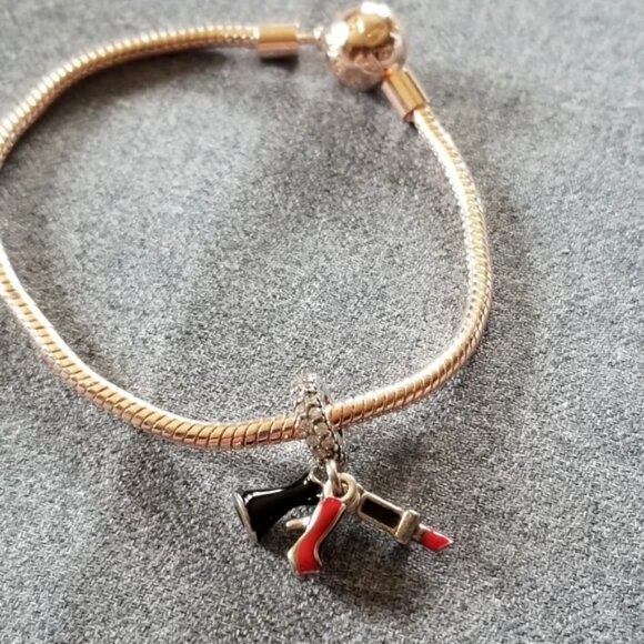 🌺Pandora Dangle Stiletto Dress Lipstick Clear CZ & Enamel - Picture 3 of 6